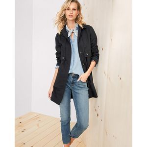 Garnet Hill Organic Cotton Black Utility Trench Coat Size 18